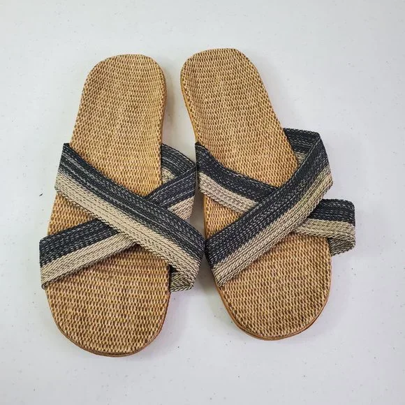 Shein Womens Natural Minimalist Cross Strap Slide Sandals CN42 - Picture 3 of 7